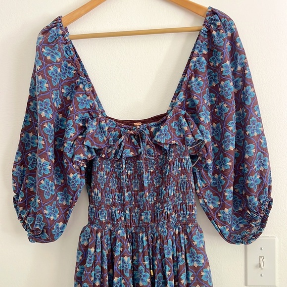 Free People Oasis Printed Midi Dress French Chocolate Combo NWT - Picture 5 of 16